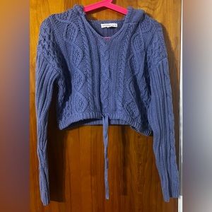 Knitted Cropped Periwinkle Hoodie